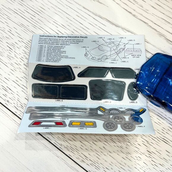 Avon Vintage Blue Sports Car Decanter BOX Decals Wild Country After Shave Glass - Picture 4 of 15